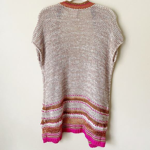 Chico’s | Color Pop Pattern Open Cardigan Sweater Short Sleeve Boho Hippie Large - Picture 6 of 8